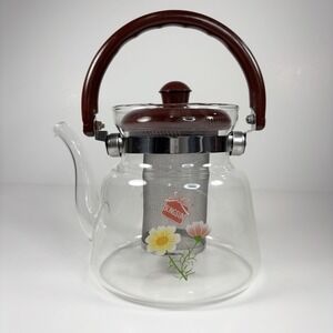 Glass Teapot With Removable Infuser, Stovetop Safe Tea Kettle Live Well 1400 ML